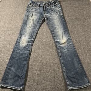 Miss Me Jeans Womens 28 Boot Low Rise Embellished Scottsdale Flap Pocket Stretch